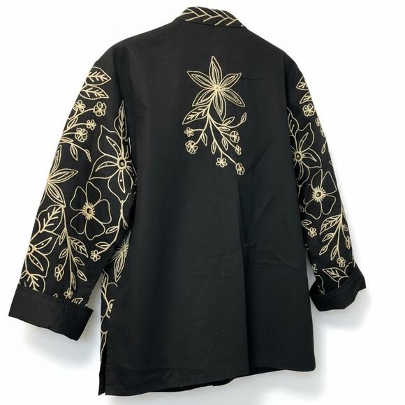 VTG NWOT Life Style Plus Floral Embroidered Amber Beaded Cotton Button Up Top 2X - Picture 3 of 16